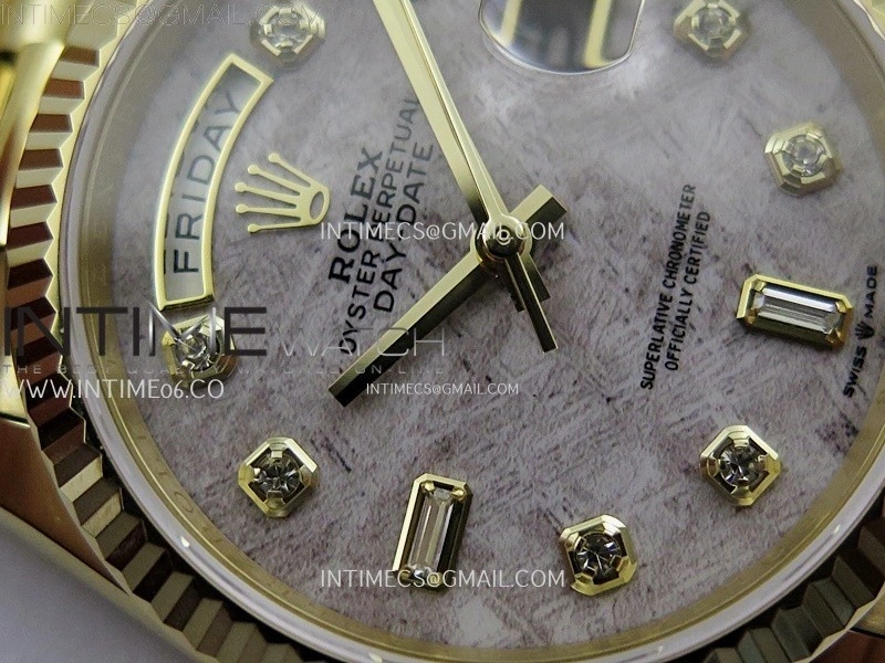 Day Date 36mm Gain Weight YG tungsten APSF 1:1 White Hematite Quartz Dial Diamond Markers on YG President Bracelet A3255