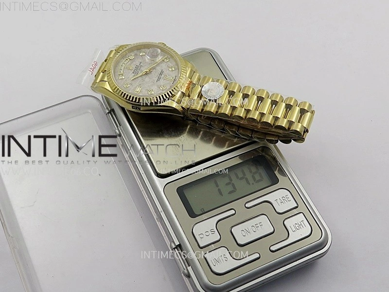 Day Date 36mm Gain Weight YG tungsten APSF 1:1 White Hematite Quartz Dial Diamond Markers on YG President Bracelet A3255