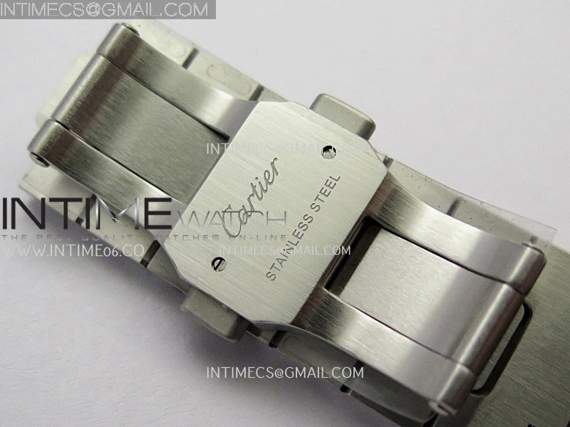 Santos Skeleton SS Blue PVD Bezel RICH 1:1 Skeleton Blue Dial On SS SmartLink Bracelet 9611MC Super Clone