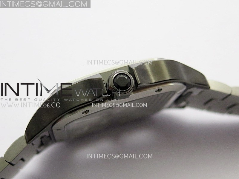 Santos Skeleton Black PVD Case RICH 1:1 Skeleton Black Dial On SS SmartLink Bracelet 9611MC Super Clone