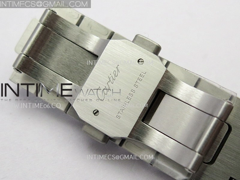Santos Skeleton Black PVD Case RICH 1:1 Skeleton Black Dial On SS SmartLink Bracelet 9611MC Super Clone