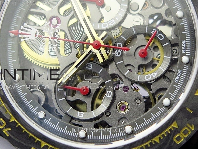 Daytona PVD Ceramic Bezel GETF Best Edition Skeleton Red Dial on Red Rubber Strap SA4130