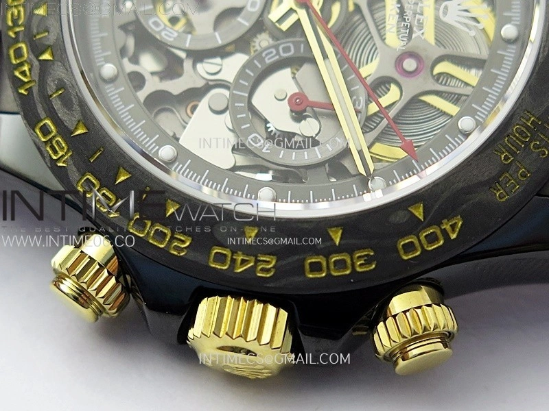 Daytona PVD Ceramic Bezel GETF Best Edition Skeleton Red Dial on Red Rubber Strap SA4130