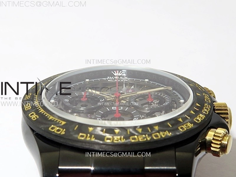 Daytona PVD Ceramic Bezel GETF Best Edition Skeleton Red Dial on Red Rubber Strap SA4130