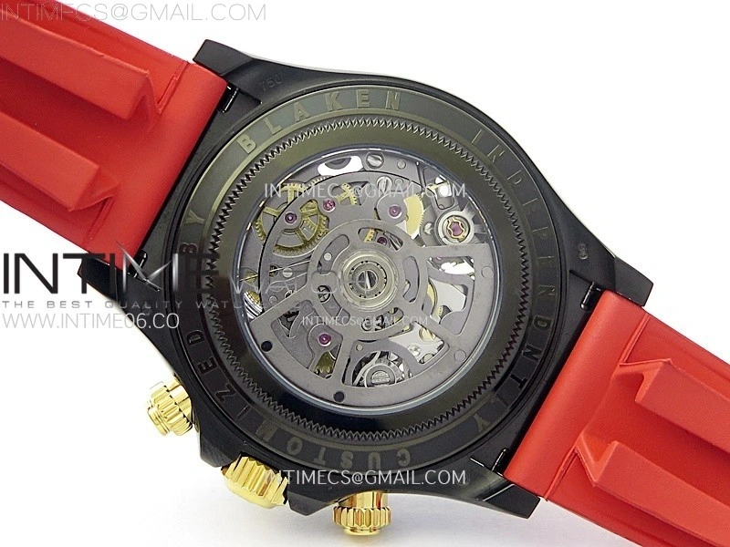 Daytona PVD Ceramic Bezel GETF Best Edition Skeleton Red Dial on Red Rubber Strap SA4130