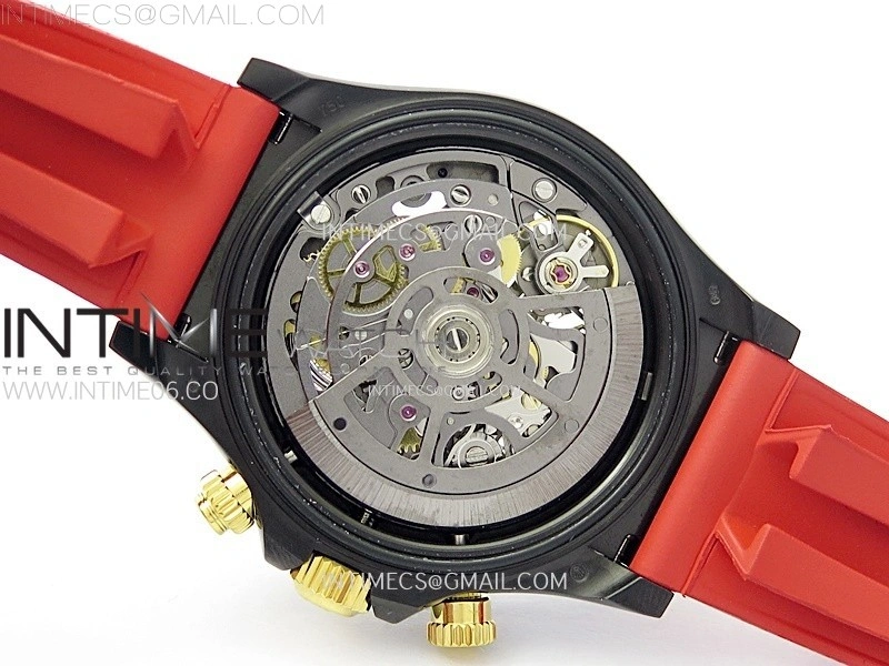 Daytona PVD Ceramic Bezel GETF Best Edition Skeleton Red Dial on Red Rubber Strap SA4130