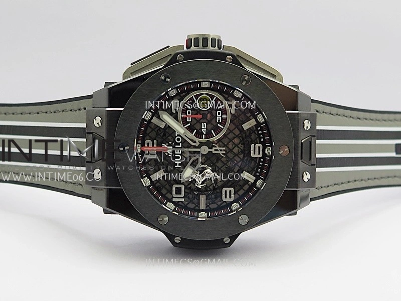Hublot Big Bang Unico 44mm Carbon PVD HBBF 1:1 Best Edition Skeleton Dial Silver Marker On Colors Gummy Strap A1280