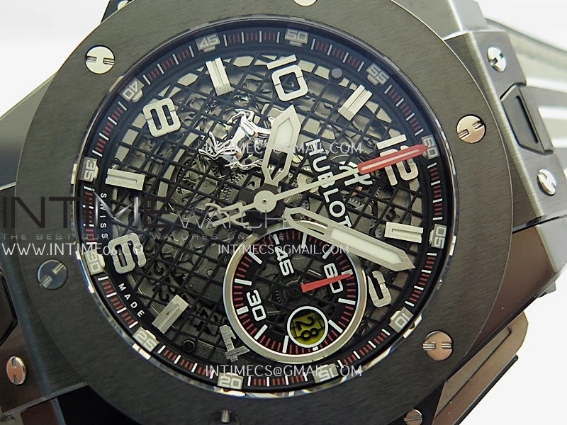 Hublot Big Bang Unico 44mm Carbon PVD HBBF 1:1 Best Edition Skeleton Dial Silver Marker On Colors Gummy Strap A1280