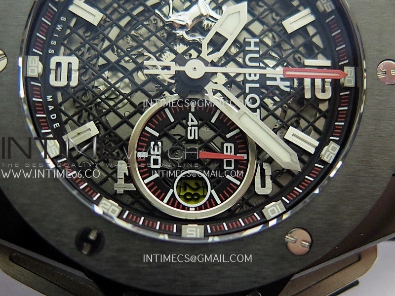 Hublot Big Bang Unico 44mm Carbon PVD HBBF 1:1 Best Edition Skeleton Dial Silver Marker On Colors Gummy Strap A1280