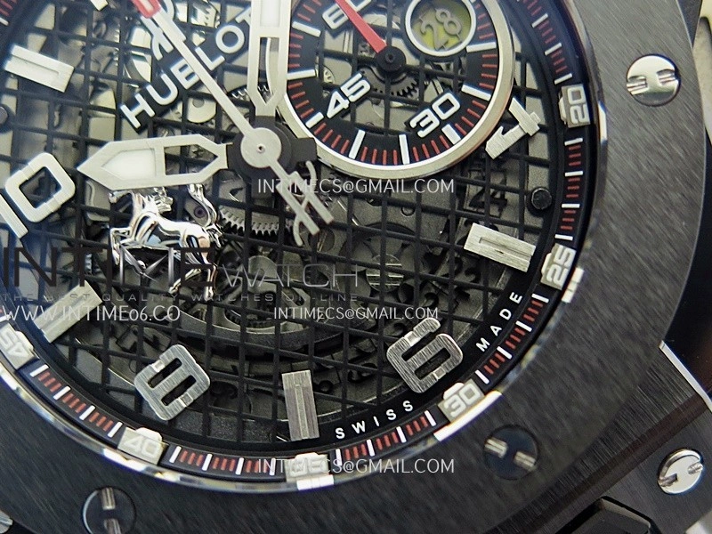 Hublot Big Bang Unico 44mm Carbon PVD HBBF 1:1 Best Edition Skeleton Dial Silver Marker On Colors Gummy Strap A1280
