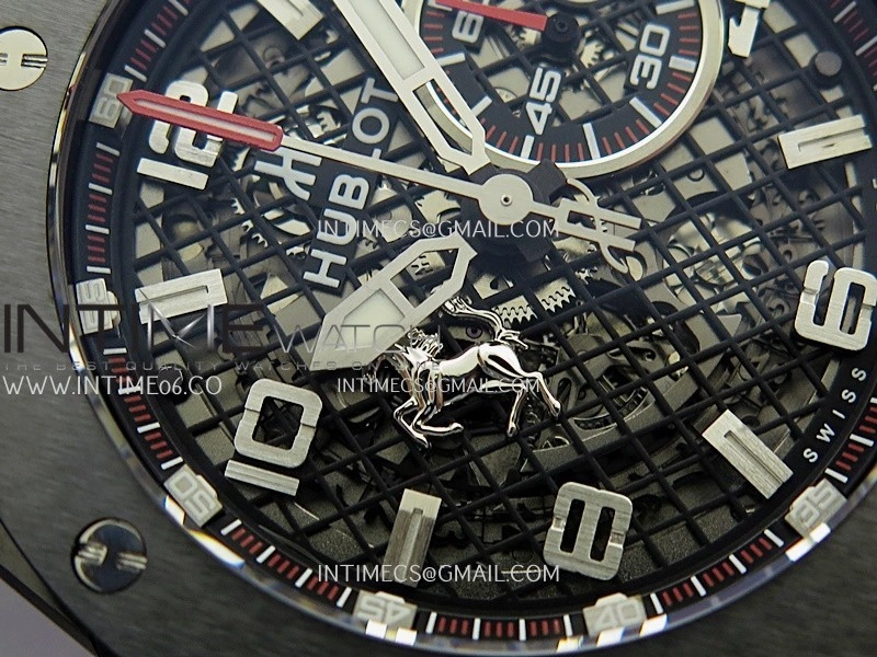 Hublot Big Bang Unico 44mm Carbon PVD HBBF 1:1 Best Edition Skeleton Dial Silver Marker On Colors Gummy Strap A1280