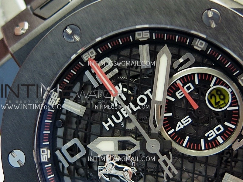 Hublot Big Bang Unico 44mm Carbon PVD HBBF 1:1 Best Edition Skeleton Dial Silver Marker On Colors Gummy Strap A1280