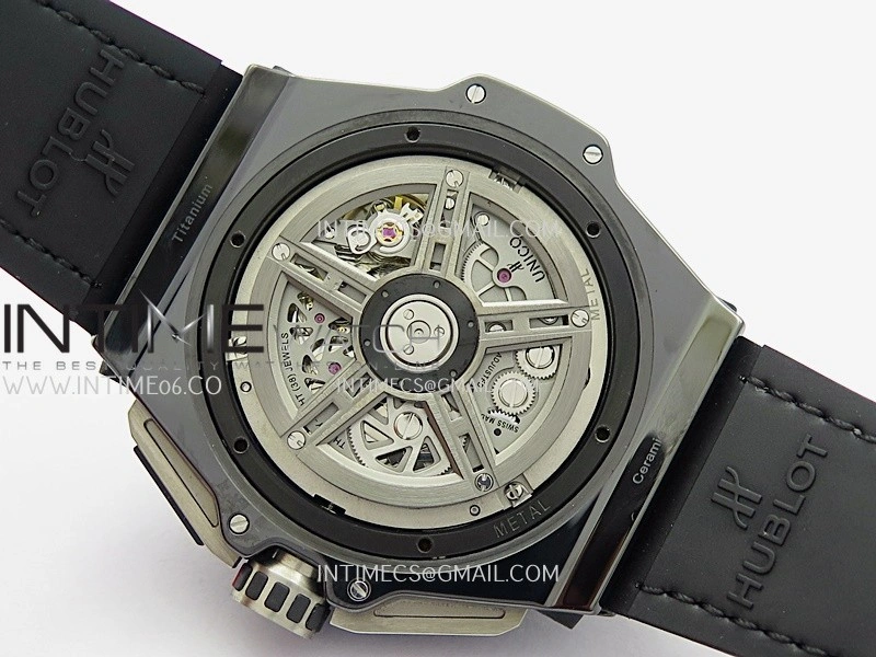 Hublot Big Bang Unico 44mm Carbon PVD HBBF 1:1 Best Edition Skeleton Dial Silver Marker On Colors Gummy Strap A1280