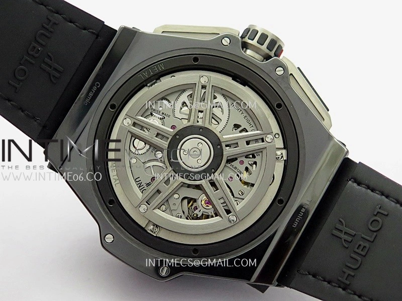 Hublot Big Bang Unico 44mm Carbon PVD HBBF 1:1 Best Edition Skeleton Dial Silver Marker On Colors Gummy Strap A1280