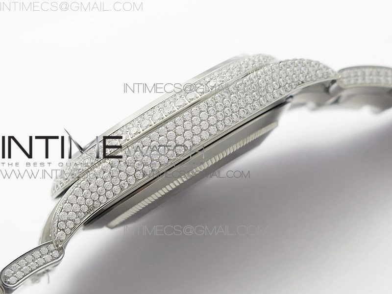 DateJust 41 126334 904 Full Paved Diamonds BP Best Edition Blue Dial Sticks Markers on Oyster Bracelet A2824