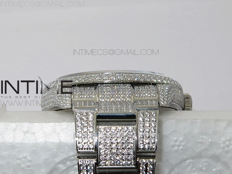 DateJust 41 126334 904 Full Paved Diamonds BP Best Edition Blue Dial Sticks Markers on Oyster Bracelet A2824