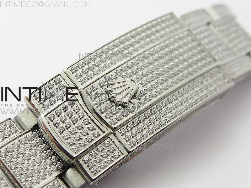 DateJust 41 126334 904 Full Paved Diamonds BP Best Edition Blue Dial Sticks Markers on Oyster Bracelet A2824
