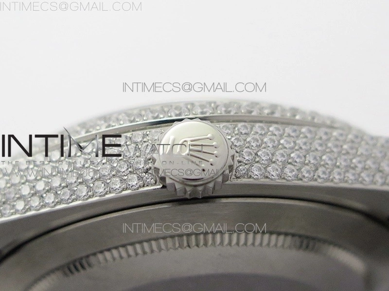 DateJust 41 126334 904 Full Paved Diamonds BP Best Edition Gray Dial Sticks Markers on Oyster Bracelet A2824
