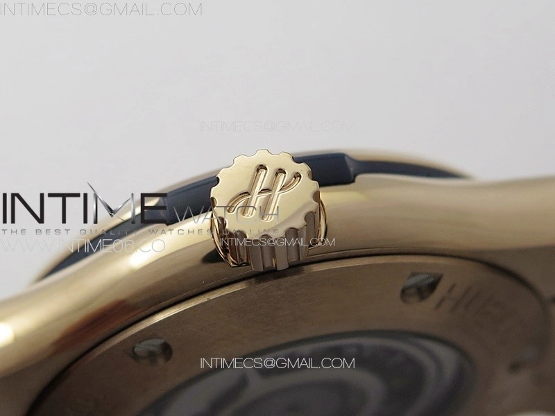 Classic Fusion 42mm RG Paved Diamonds Case And Bezel B50F Paved Diamonds Dial On Blue Gummy Strap A2892