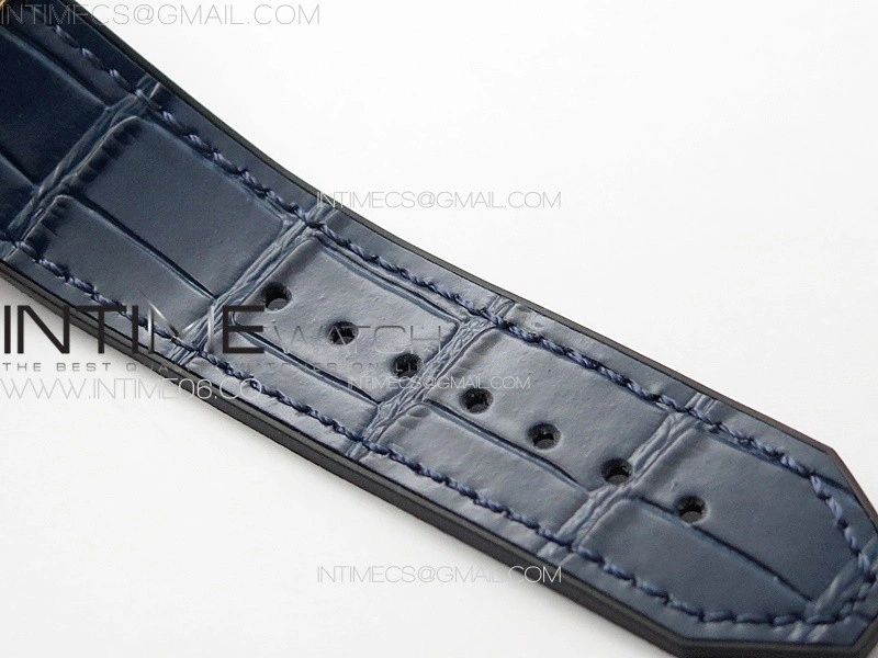 Classic Fusion 42mm RG Paved Diamonds Case And Bezel B50F Paved Diamonds Dial On Blue Gummy Strap A2892