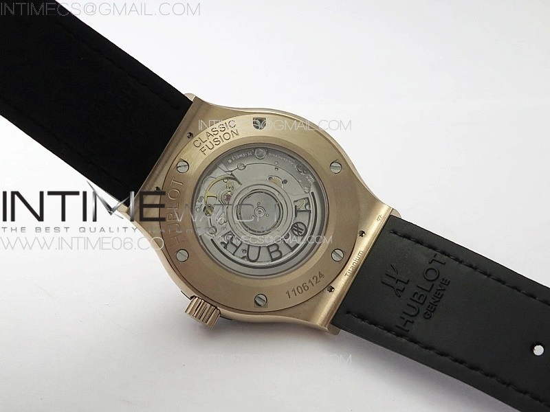 Classic Fusion 42mm RG Paved Diamonds Case And Bezel B50F Paved Diamonds Dial On Blue Gummy Strap A2892