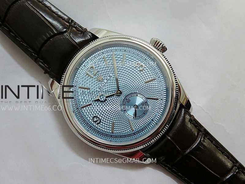 Perpetual 1908 52506 39mm SS 8+F Ice Blue Dial On Dark Brown Leather Strap A7140