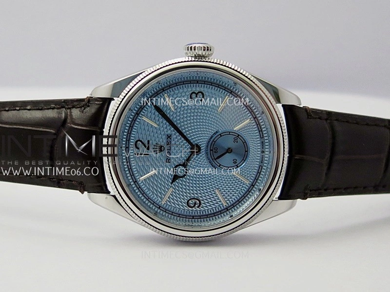 Perpetual 1908 52506 39mm SS 8+F Ice Blue Dial On Dark Brown Leather Strap A7140