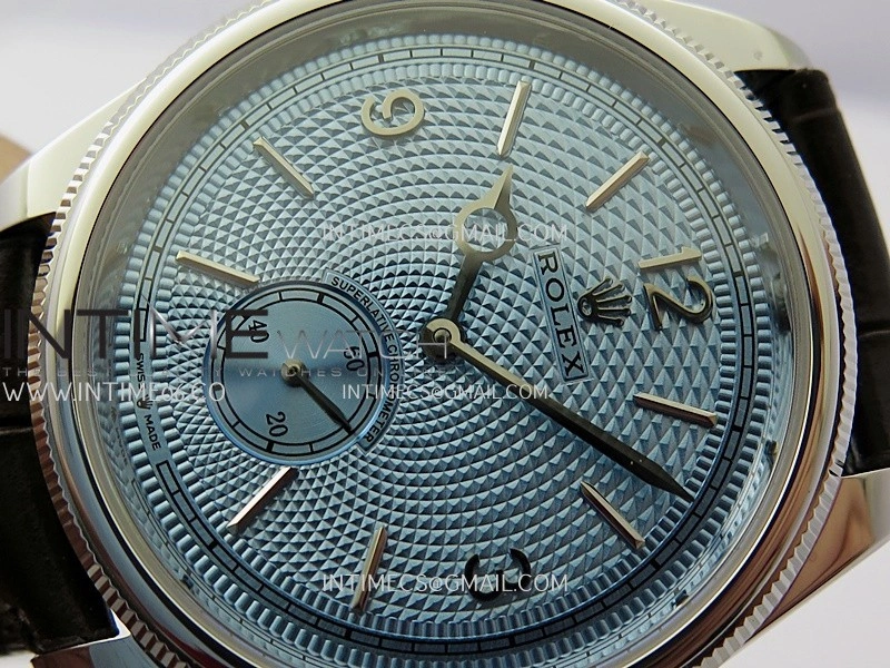 Perpetual 1908 52506 39mm SS 8+F Ice Blue Dial On Dark Brown Leather Strap A7140