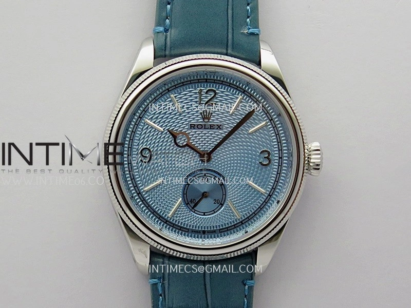 Perpetual 1908 52506 39mm SS 8+F Ice Blue Dial On Light Blue Leather Strap A7140