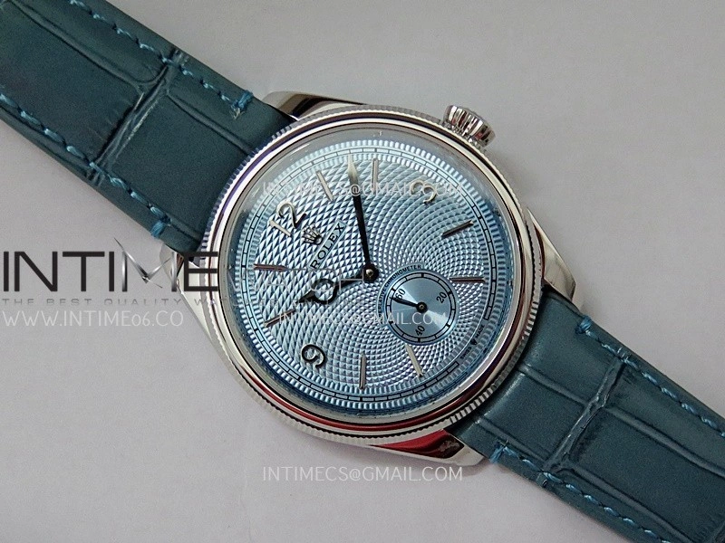 Perpetual 1908 52506 39mm SS 8+F Ice Blue Dial On Light Blue Leather Strap A7140