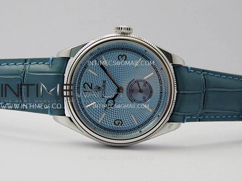 Perpetual 1908 52506 39mm SS 8+F Ice Blue Dial On Light Blue Leather Strap A7140