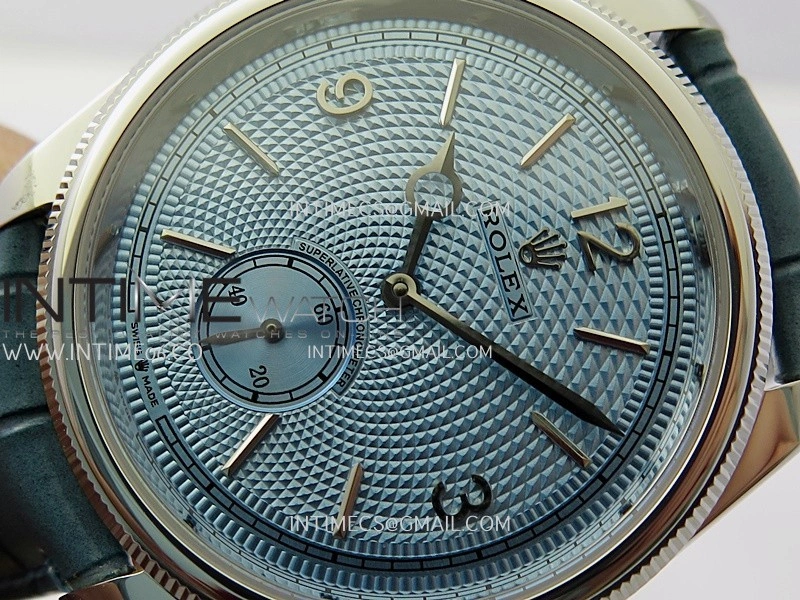 Perpetual 1908 52506 39mm SS 8+F Ice Blue Dial On Light Blue Leather Strap A7140