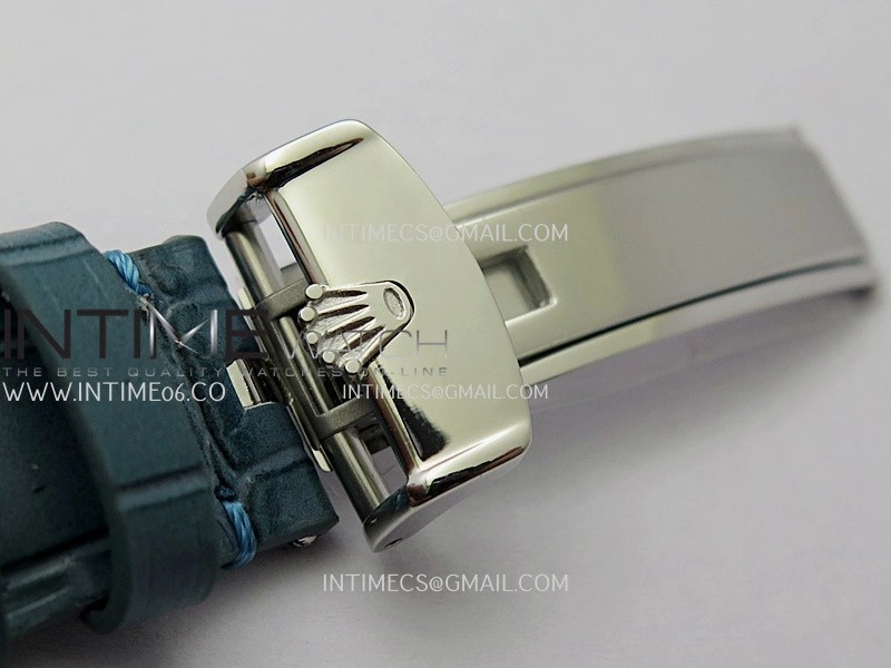 Perpetual 1908 52506 39mm SS 8+F Ice Blue Dial On Light Blue Leather Strap A7140