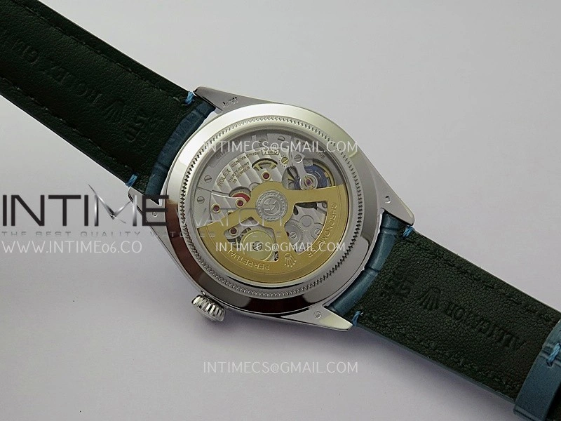 Perpetual 1908 52506 39mm SS 8+F Ice Blue Dial On Light Blue Leather Strap A7140