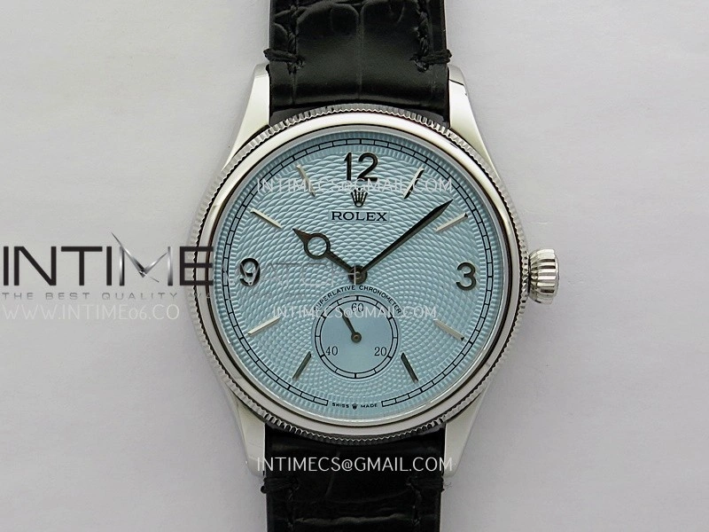 Perpetual 1908 52506 39mm SS ESF Ice Blue Dial On Black Leather Strap A7140