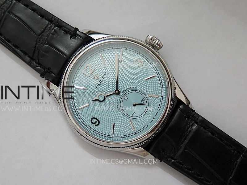 Perpetual 1908 52506 39mm SS ESF Ice Blue Dial On Black Leather Strap A7140