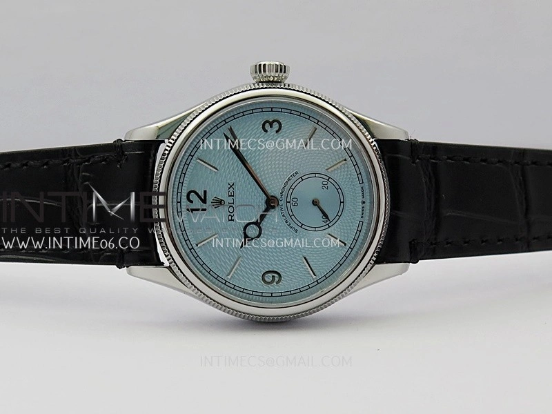 Perpetual 1908 52506 39mm SS ESF Ice Blue Dial On Black Leather Strap A7140