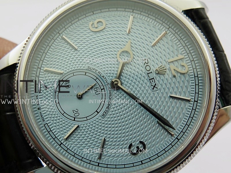 Perpetual 1908 52506 39mm SS ESF Ice Blue Dial On Black Leather Strap A7140