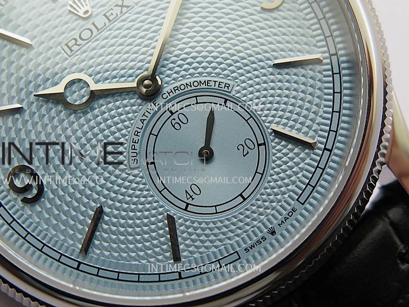 Perpetual 1908 52506 39mm SS ESF Ice Blue Dial On Black Leather Strap A7140