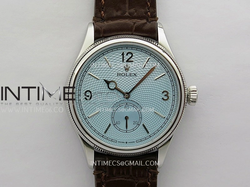 Perpetual 1908 52506 39mm SS ESF Ice Blue Dial On Brown Leather Strap A7140