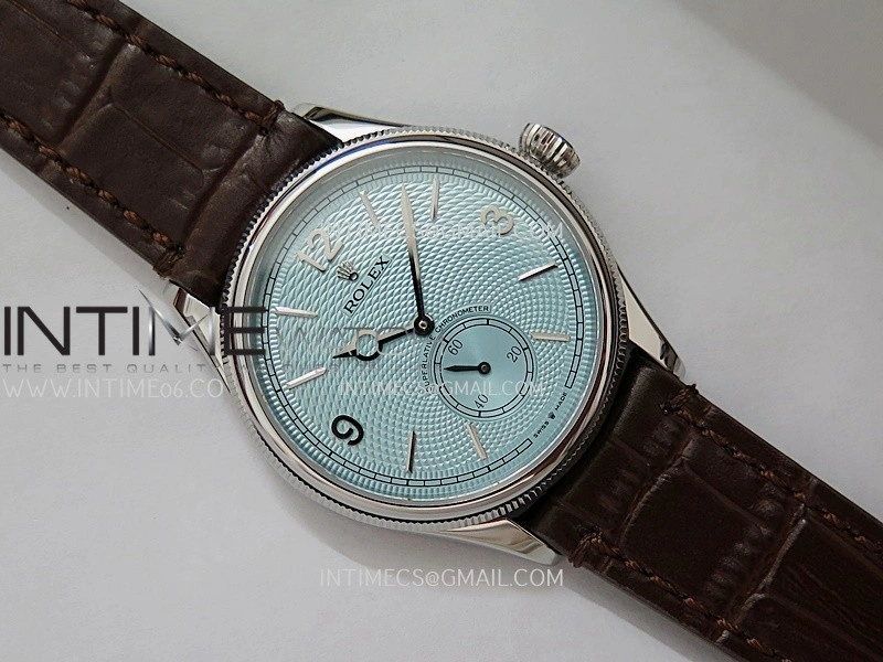 Perpetual 1908 52506 39mm SS ESF Ice Blue Dial On Brown Leather Strap A7140
