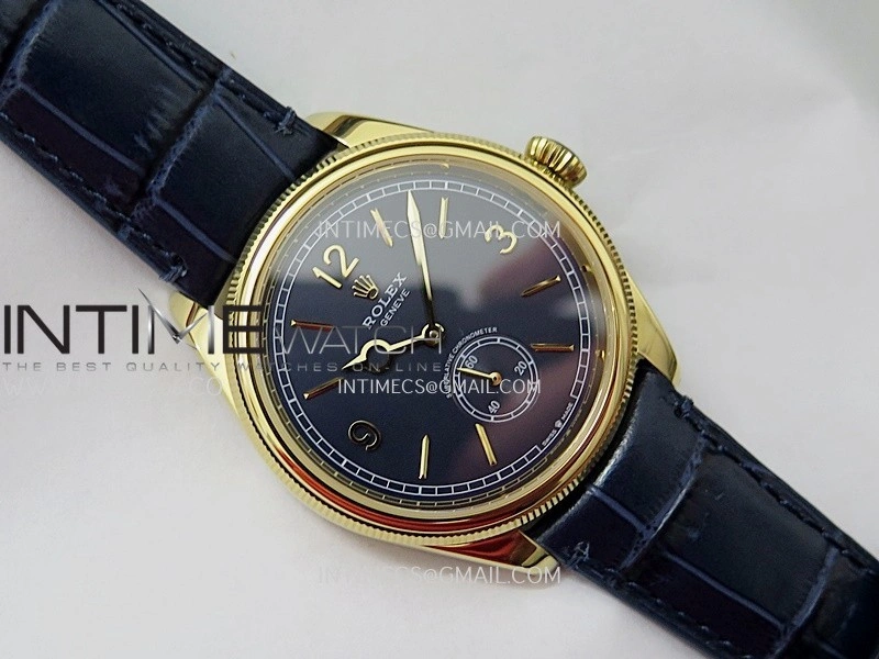 Perpetual 1908 52508 39mm YG 8+F Blue Dial On Blue Leather Strap A7140