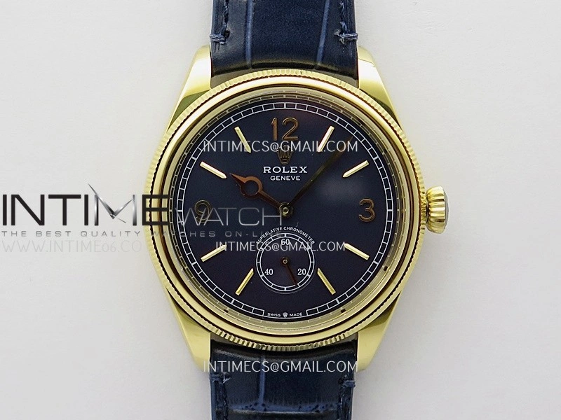 Perpetual 1908 52508 39mm YG 8+F Blue Dial On Blue Leather Strap A7140