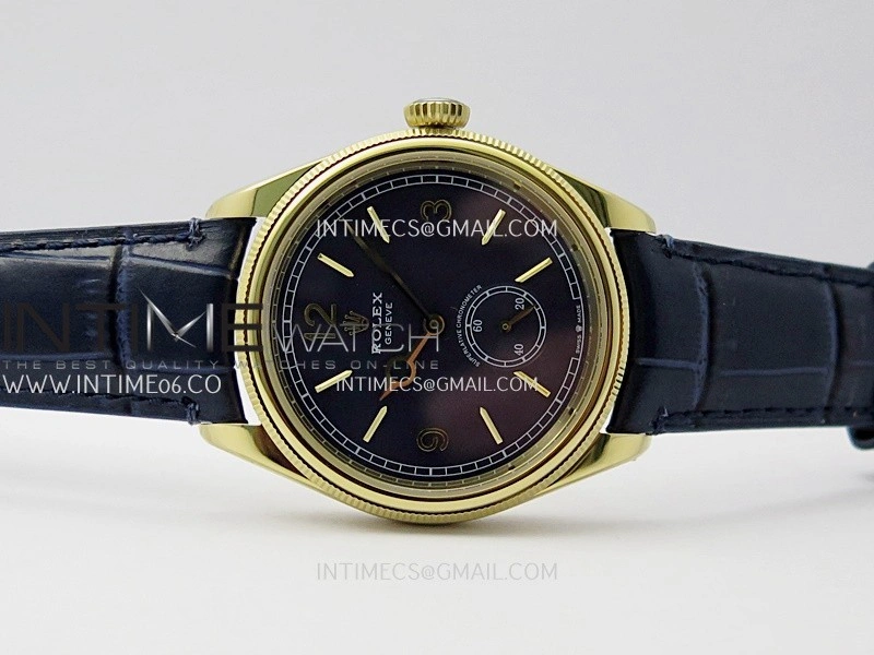 Perpetual 1908 52508 39mm YG 8+F Blue Dial On Blue Leather Strap A7140