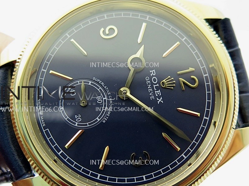 Perpetual 1908 52508 39mm YG 8+F Blue Dial On Blue Leather Strap A7140
