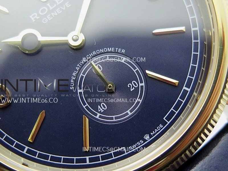 Perpetual 1908 52508 39mm YG 8+F Blue Dial On Blue Leather Strap A7140