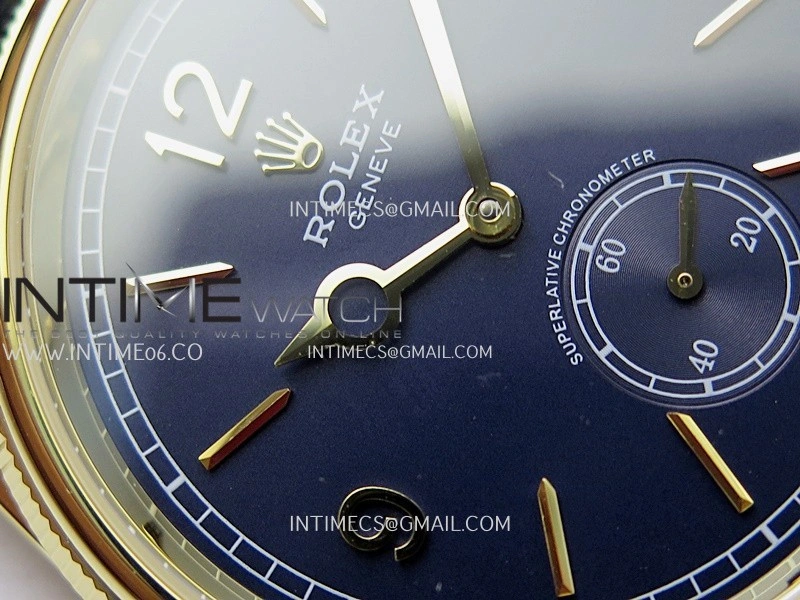 Perpetual 1908 52508 39mm YG 8+F Blue Dial On Blue Leather Strap A7140