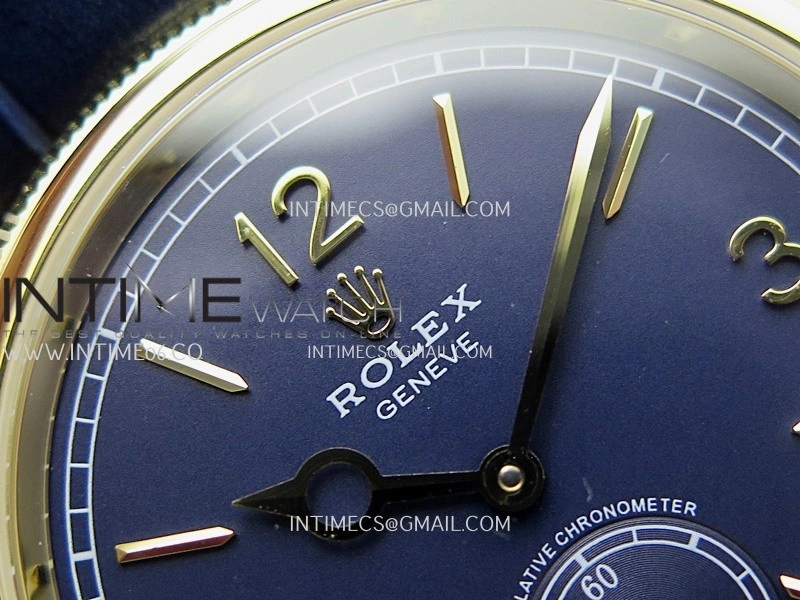 Perpetual 1908 52508 39mm YG 8+F Blue Dial On Blue Leather Strap A7140