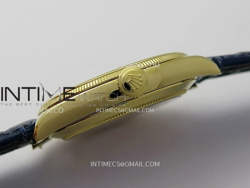 Perpetual 1908 52508 39mm YG 8+F Blue Dial On Blue Leather Strap A7140