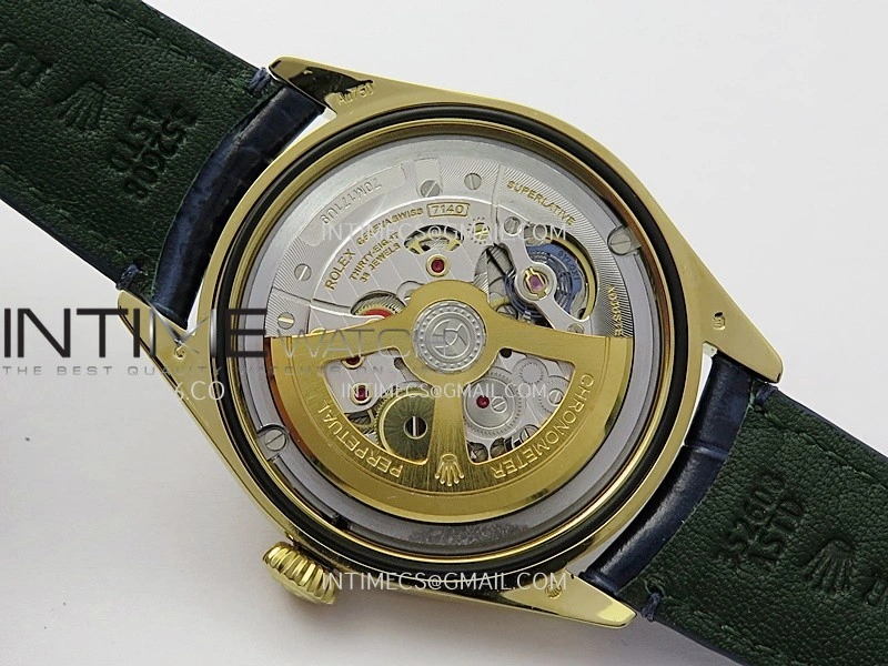 Perpetual 1908 52508 39mm YG 8+F Blue Dial On Blue Leather Strap A7140